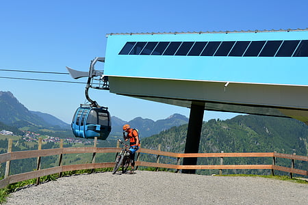下坡, 骑自行车的人, 吊船, 滑雪缆车, 山脉, 体育, 极限运动