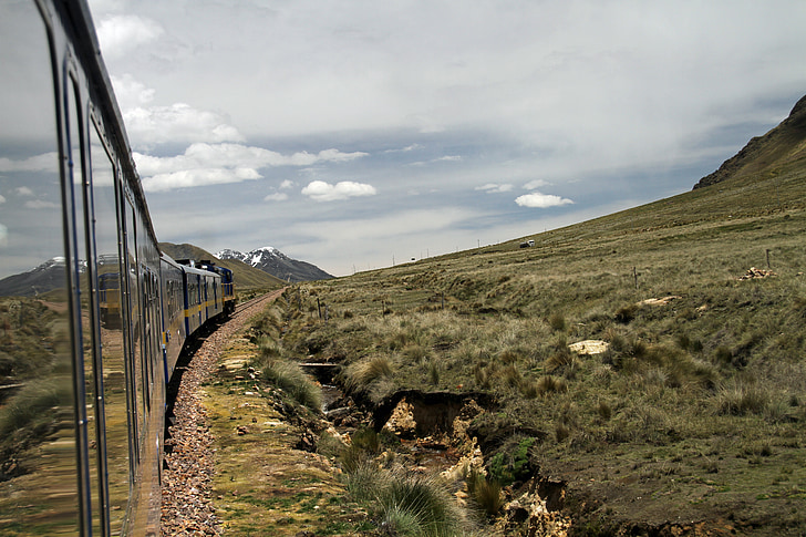 toget, Explorer, Andesbjergene, Peru, Altiplano, rejse, syd