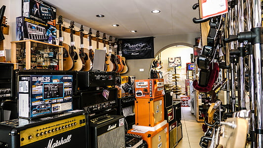 mağaza, amp, gitar, enstrüman, müzik, kaya