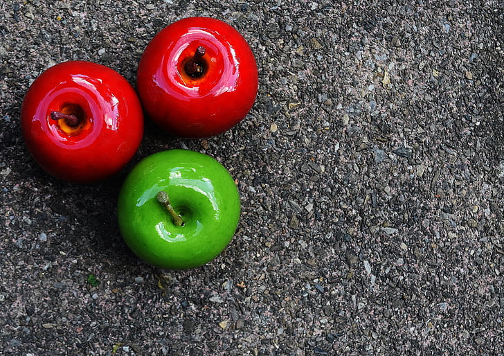แอปเปิ้ล, สีแดง, สีเขียว, ผลไม้, อาร์ตเดคโค, ตกแต่ง, แอปเปิ้ลแดง