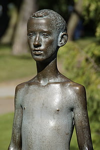 Dreng, barn, skulptur, monument, figur, Malmø