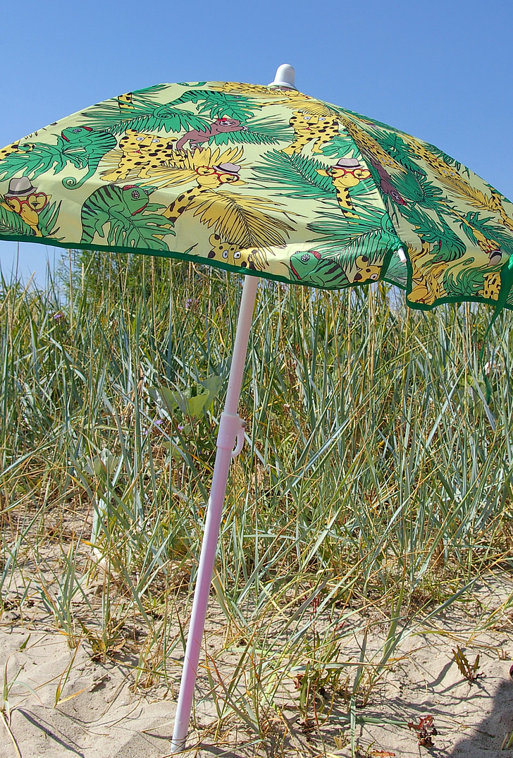 paplūdimys, vasaros, Saulė, apsauga nuo saulės, skėtis, atostogų, nendrių