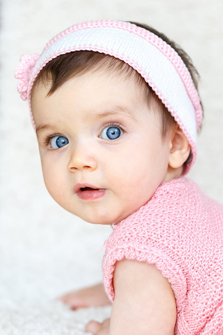 beba, dijete, traka za kosu, roza, haljina, slatka, mali