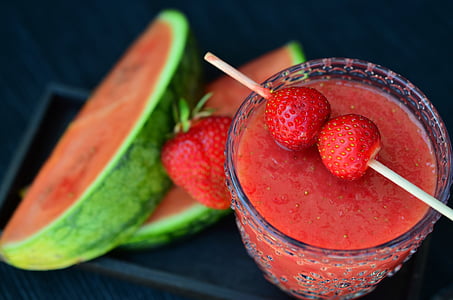 smoothie, strawberries, watermelon, fruity, vitaminhaltig, healthy, delicious