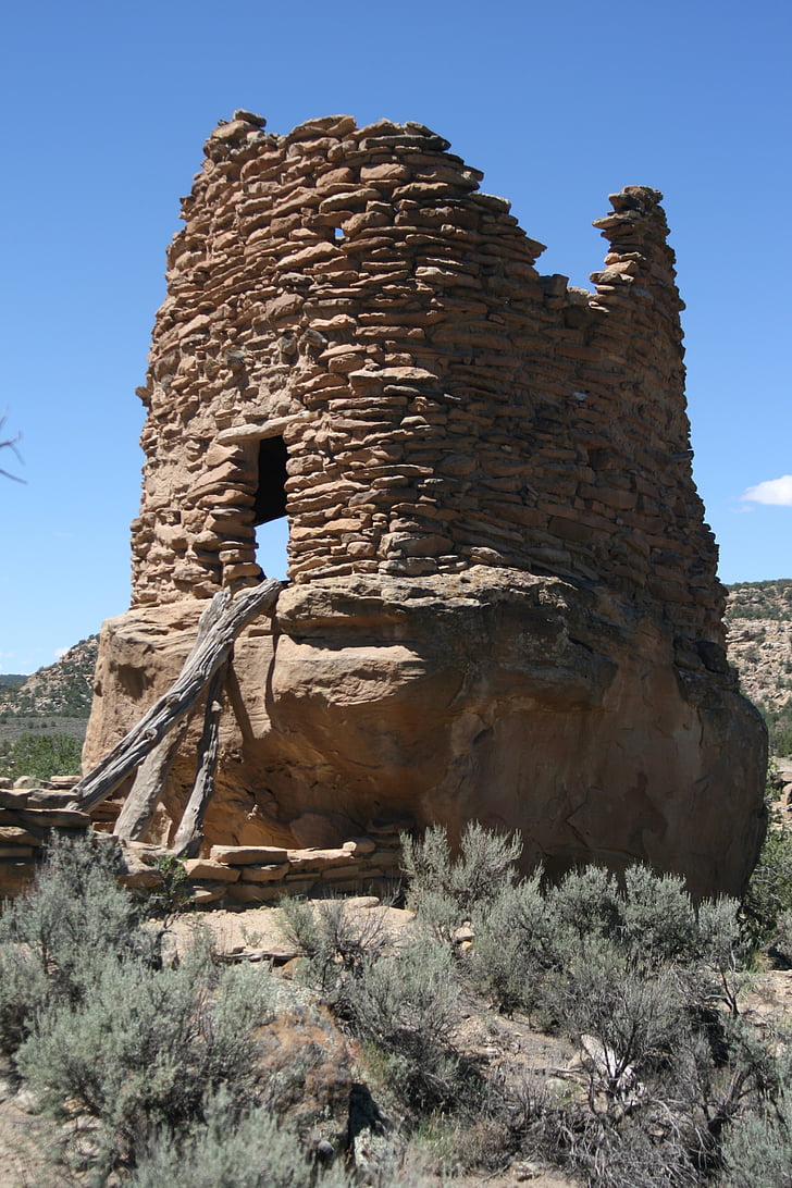 ruïnes, Truby-toren, New mexico, Anasazi, woestijn, Navajo