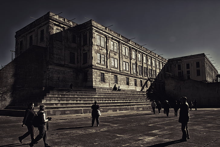 alcatraz, prison, san francisco, cell tract, people, architecture