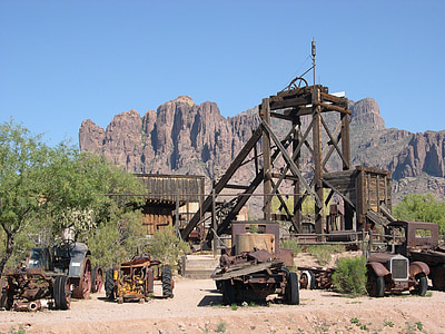 mina de oro, desierto, antiguo, montaña de la superstición, Arizona