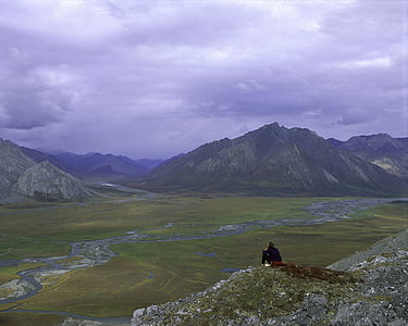 alaska, landscape, mountains, sky, clouds, valley, ravine