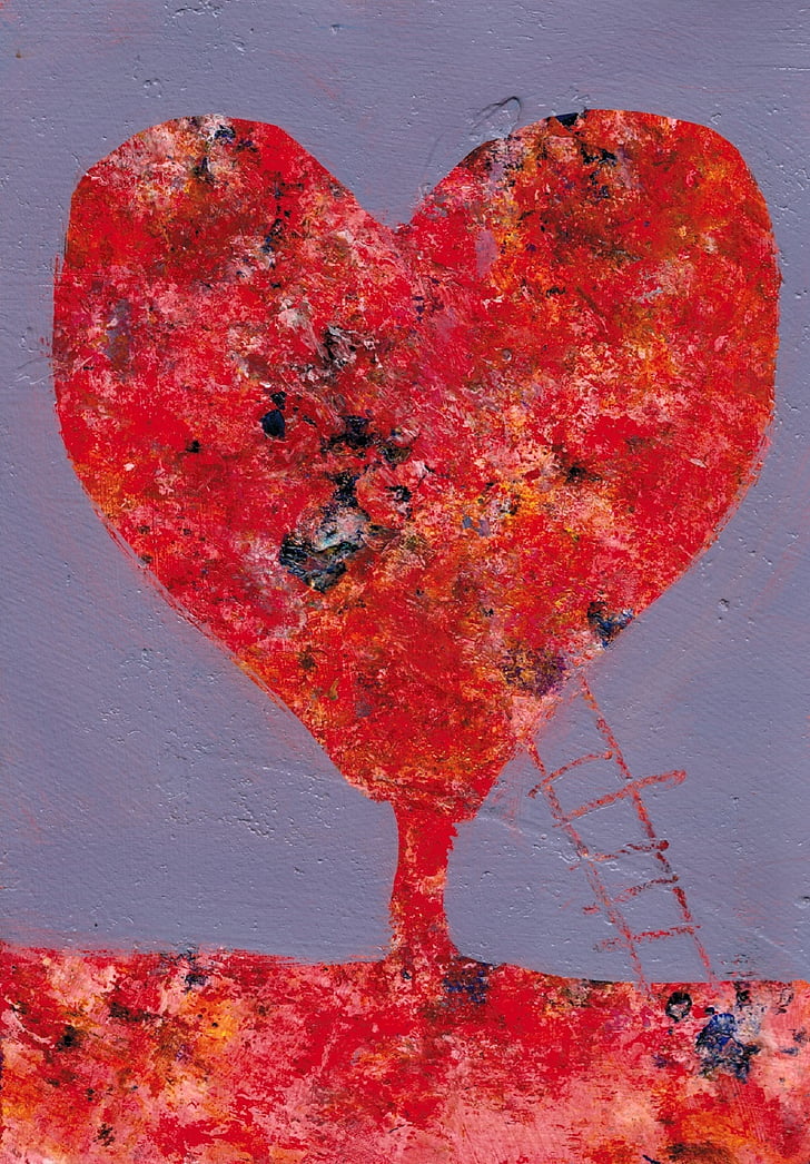heart, painting, love, symbol, color, valentine, romantic