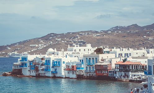 het platform, gebouwen, stad, daglicht, Griekenland, huizen, eiland
