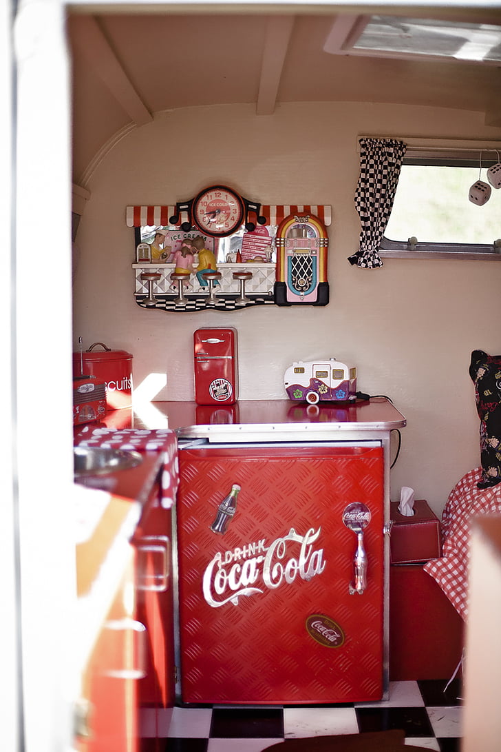 Coca cola, RV, réfrigérateur, Vintage, voiture, classique, automobiles