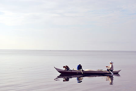 渔船, 亚洲, 湖, 水, 平静, 渔民, 小船