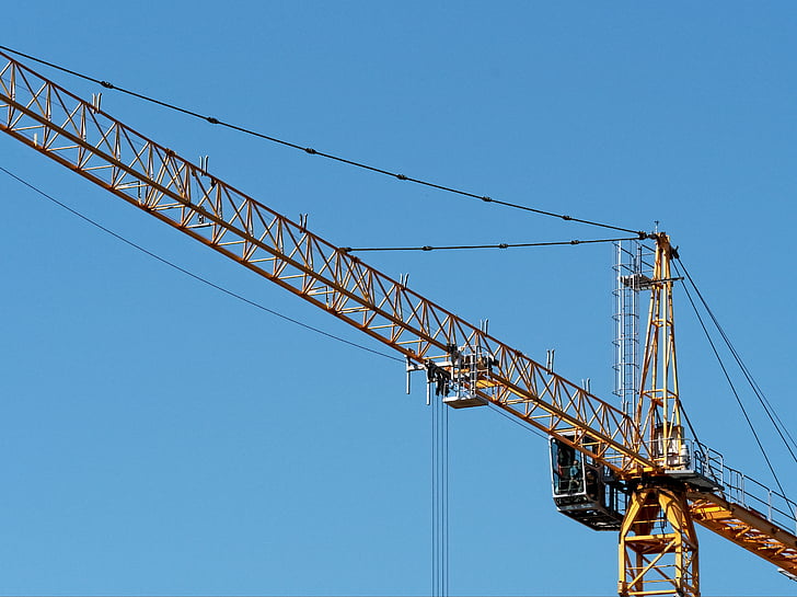 Crane, höga, tornet, hög, konstruktion, mast, jib