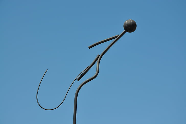 barcelona, artwork, statue, himmel, blue