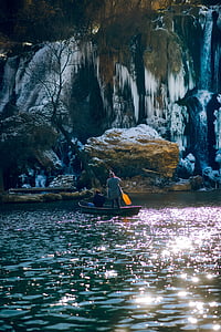 Bosnien-Hercegovina, Cave, Mountain, båt, par, utforska, sjön