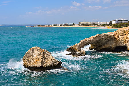 Ciprus, Ayia napa, természetes arch, tengerpart, erózió, táj, természet
