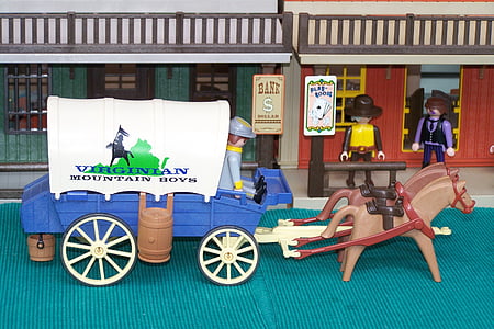 playmobil, western, usa, covered wagon, southern states, confederate, toys