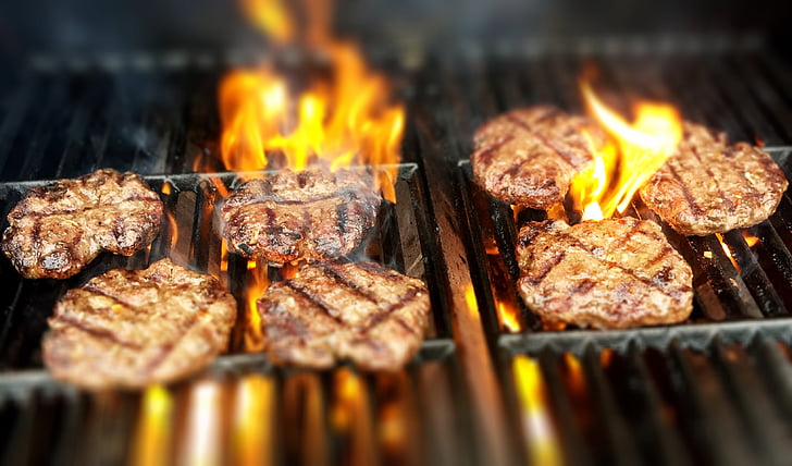 burgers, fire, grill, grilling, fire - natural phenomenon, flame, burning