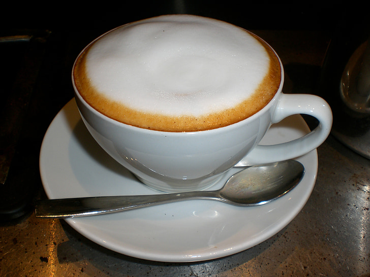 šalicu cappuccina, napitak, vruće, piće, klasični, pjena, espresso