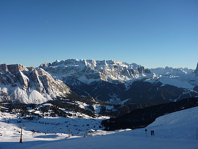 Dolomittene, Panorama, Ski, fjell, natur, Vinter, plass dag
