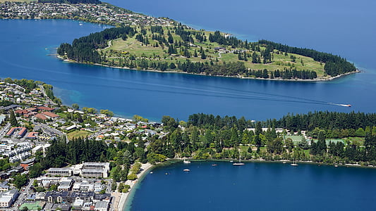 Jezioro wakatipu, Queenstown, szczyt bobs, Nowa Zelandia, Wyspa Południowa, wody, nie ma ludzi