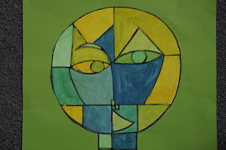classe d'art, Paul klee, aquarel·la, pintura, l'escola, l'alienació, tons verds