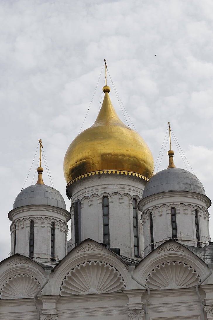 kostel, zlatý, kopule, Rusko, Moskva, ortodoxní, Ruská pravoslavná církev