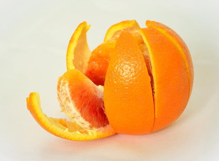 oransje, frukt, sunn, vitaminer, fruktig, FRISCH, Skrell