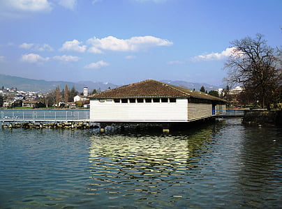 Zürichsjøen, Rapperswil-jona, BATHHOUSE, Stege, Canton st, galllen, Sveits