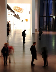 Museum, kunstgalleri, München, menneskelige, bevægelse, stå, foyeren