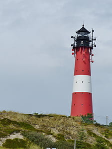 lighthouse, sylt, coast, red, white, building, striped
