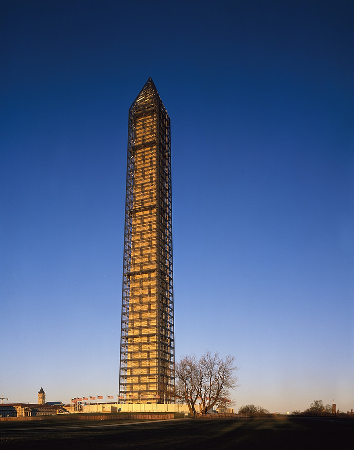 stillas, Washington monument, vedlikehold, president, minnesmerke, historiske, turister