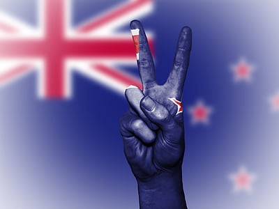Nowa Zelandia, pokoju, ręka, naród, tło, transparent, kolory