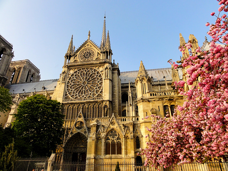 Párizs, Notre dame de paris, istentiszteleti, épület, építészet, homlokzat