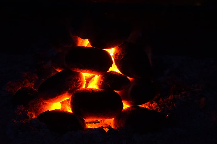 คาร์บอน, ถ่าน, เรืองแสง, เขียน, briquettes, กริลล์ briquettes, ไฟไหม้