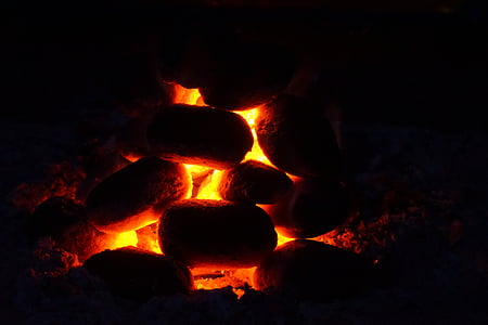 碳, 木炭, 发光, 烧伤, 煤球, 烧烤煤球, 消防