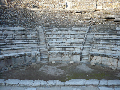 amfiteater, Turkiet, Efesos, antiken, Celsus bibliotek, ruinerna, ruinstad