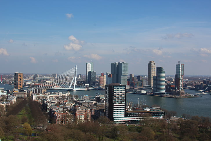 Rotterdam, Euromast, Erasmus-híd, panoráma