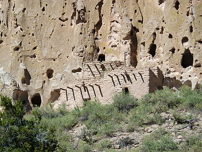 Bandelier nemzeti emlékmű, Új-Mexikó, Amerikai Egyesült Államok, örökség, sziklák, natív, turisztikai látványosságok
