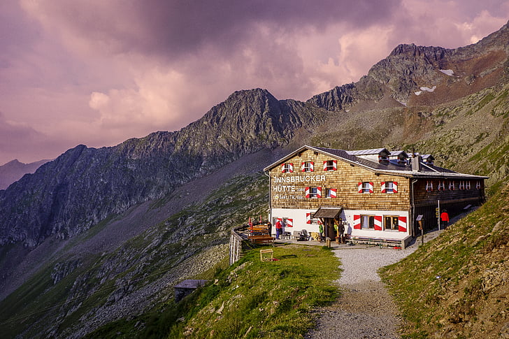 mraky, Inn, Innsbrucker Hütte, Hora, Rocky mountain, obloha, Stubaiské Alpy