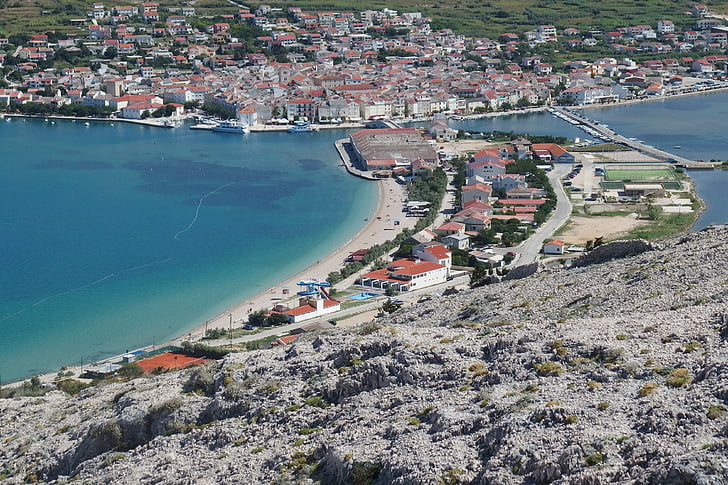pag, ciudad, Isla, Croacia, vistas de la ciudad