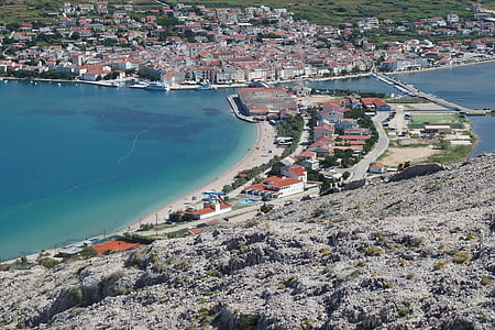 pag, stad, eiland, Kroatië, uitzicht op de stad