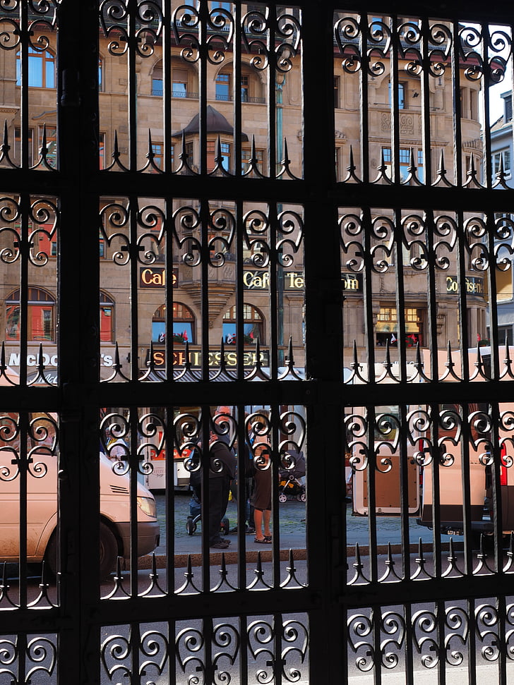 bars, wrought iron, grid, gate, goal, town hall, basel