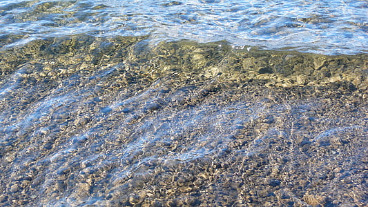 sjön, vatten, öppenhet, yta, botten, stenar, grus
