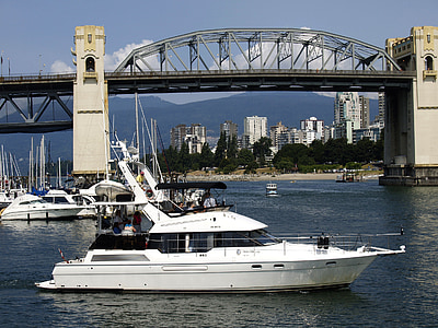 vehicular bridge, Burrard street bridge, gamla bron, false creek, Vancouver, British columbia, Kanada