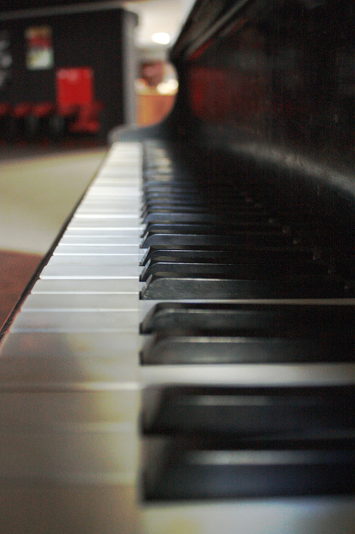 chaves, Branco, preto, piano, música, sons, concerto
