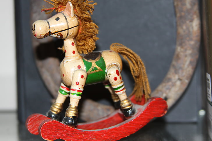 Rocking horse, Miniatuur speelgoed paard, speelgoed, miniatuur, paard, schommelstoel, collectible