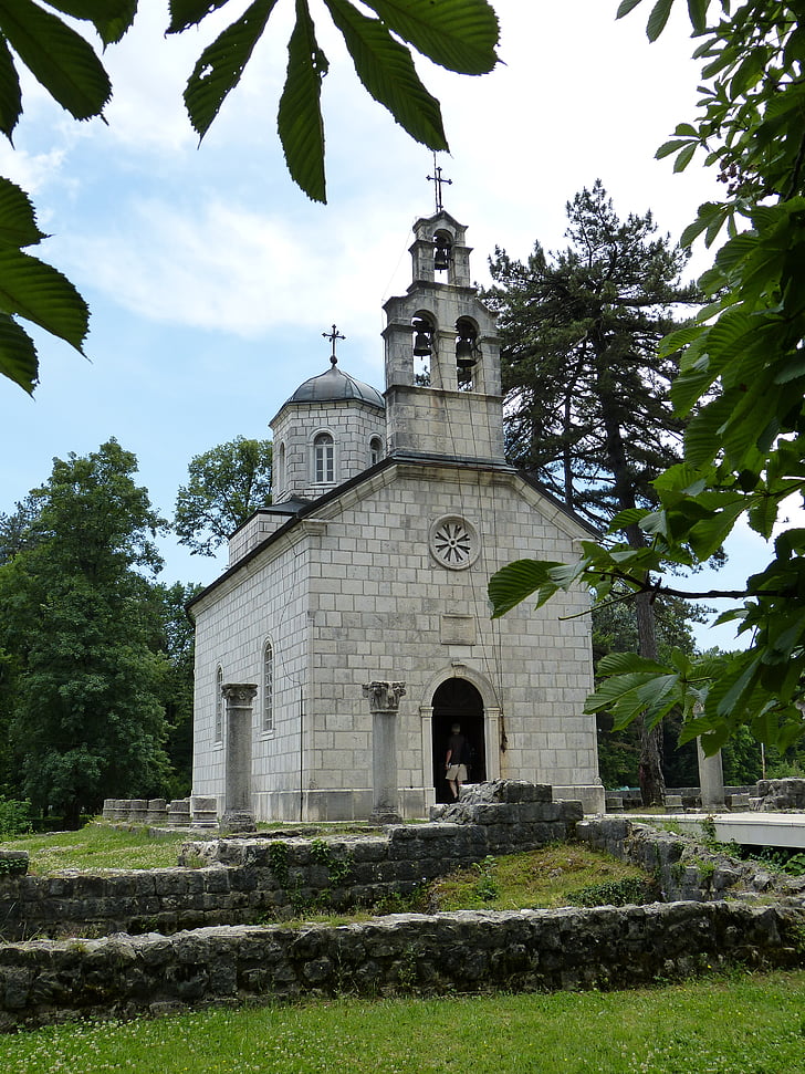 Juodkalnija, Balkanų, Cetinje, kapitalo, istoriškai, bažnyčia, koplyčia