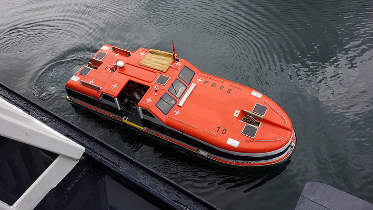 scialuppa di salvataggio, acqua, sicurezza, barca, arancio