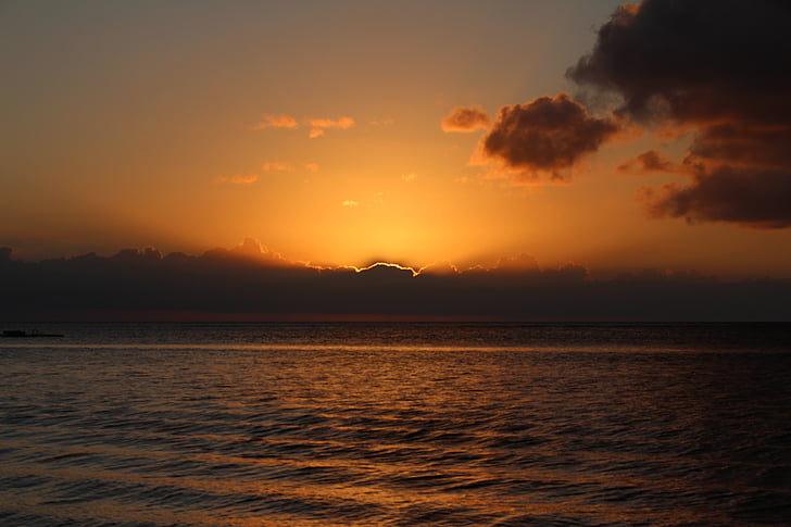 solen, solnedgang, Mauritius, Hotel, sjøen, svømmebasseng, svømme
